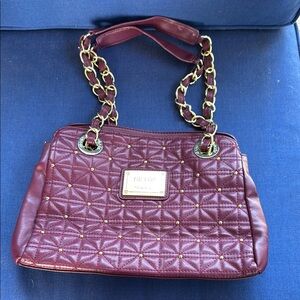 Nicole Red Quilted Shoulder Bag with Gold Chain